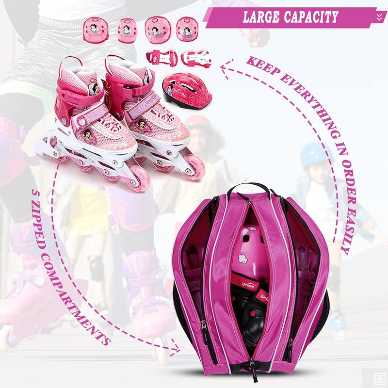 TOPOWN Ice Skate Bag for Men & Women - Premium Roller Skate Bag in Black & Rose Red - Image 3